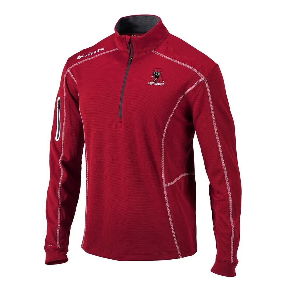 NWT Columbia Golf Crimson Tide Vault Omni-Wick Shotgun 1/4 Zip Pullover Mens XL
